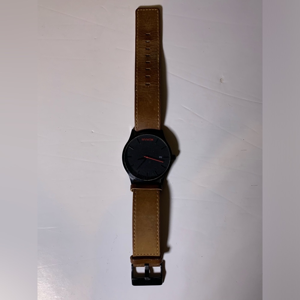 MVMT Black Dial with Tan Leather Strap Watch